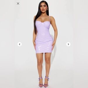 Fashion Nova Vina Latex Mini Dress Lavender